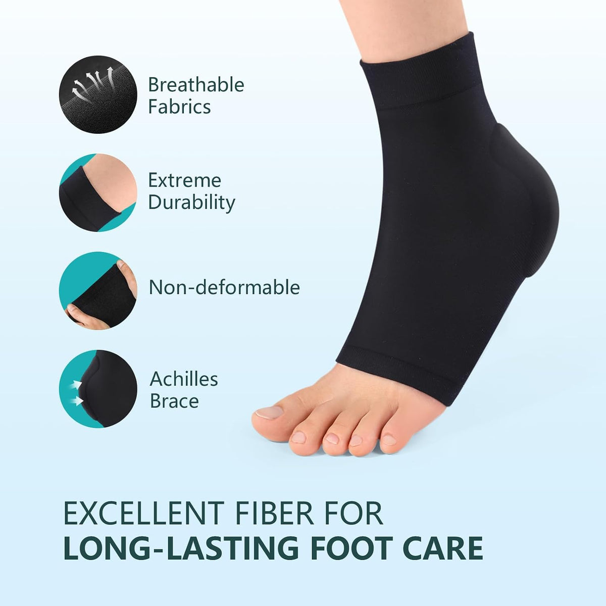Promifun Achilles Heel Protector Compression Socks Gel Heel Socks Bursitis Tendonitis Relief 1 Pair,Size XL,Black