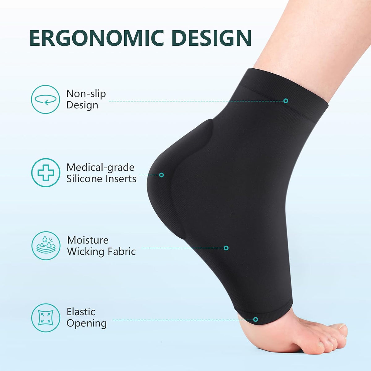 Promifun Achilles Heel Protector Compression Socks Gel Heel Socks Bursitis Tendonitis Relief 1 Pair,Size XL,Black