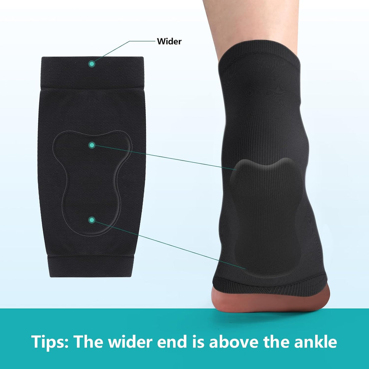 Promifun Achilles Heel Protector Compression Socks Gel Heel Socks Bursitis Tendonitis Relief 1 Pair,Size XL,Black