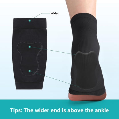 Promifun Achilles Heel Protector Compression Socks Gel Heel Socks Bursitis Tendonitis Relief 1 Pair,Size XL,Black