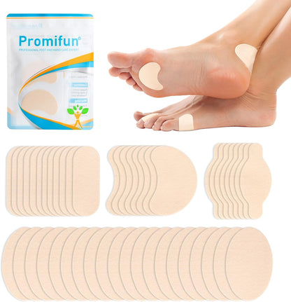 Promifun Moleskin Strips Blister Prevention Pads Adhesive Mole Skin Tape Feet Heel Padding,48 Sheets,Beige