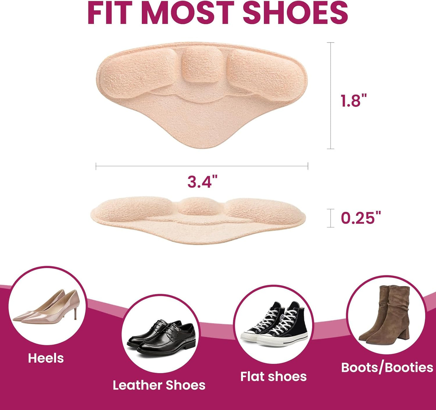 4-Pair Heel Grips Pads