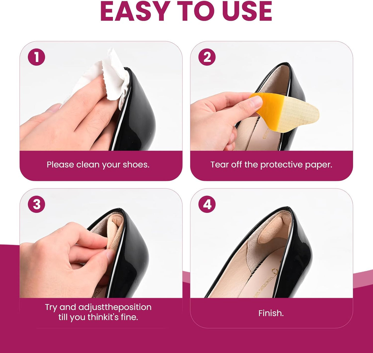 4-Pair Heel Grips Pads