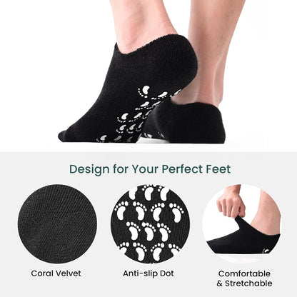 Promifun Silicone Moisturizing Socks for Women & Men Dry Cracked Heel Socks Feet Repair Heel,2 Pairs,Size W6-9/M5-8,Black